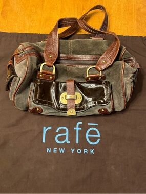 Rafē New York Gray Suede & Brown Leather Shoulder Bag
